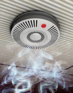 Smoke around a ceiling smoke detector