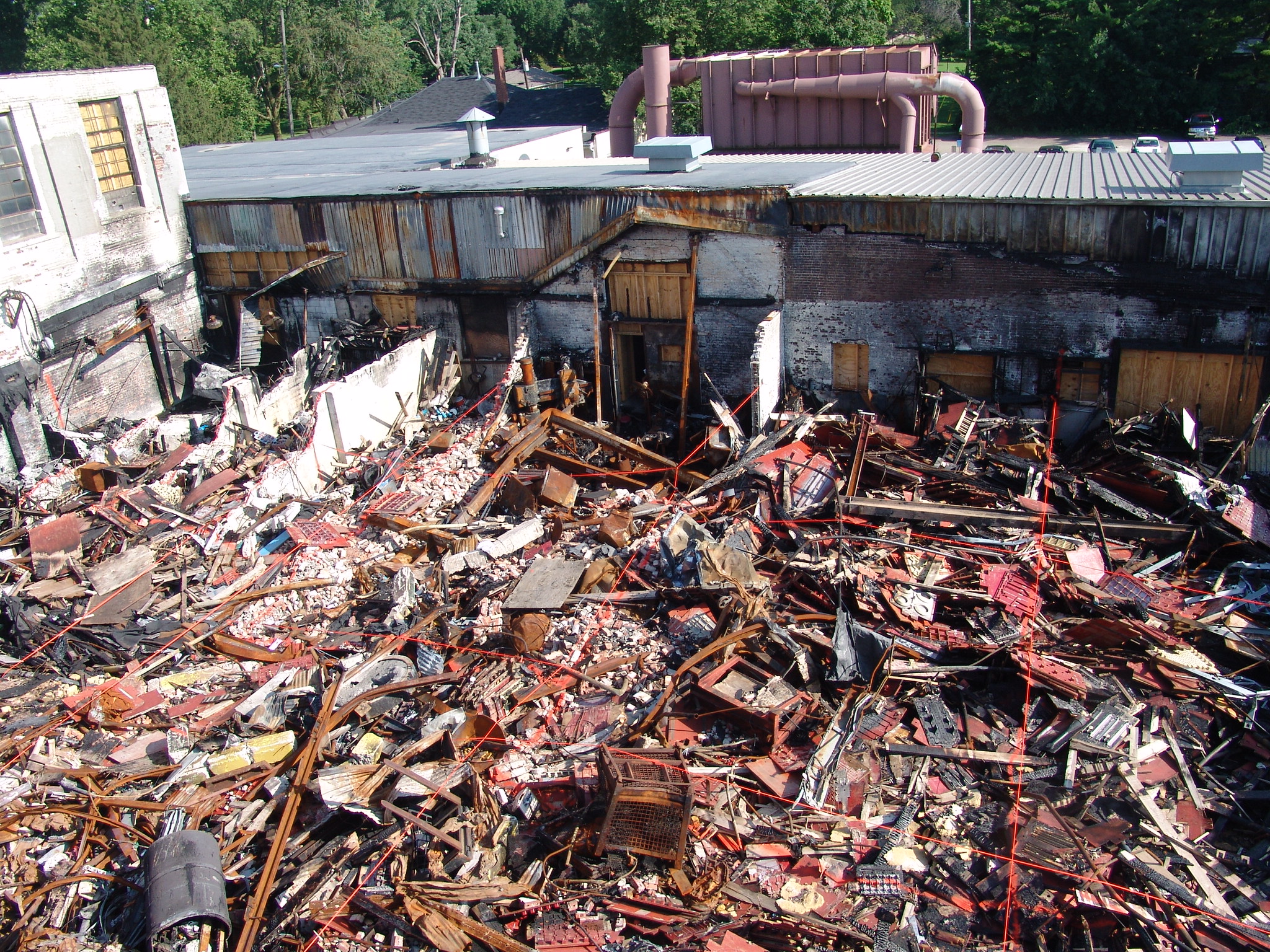 Rubble from a fire